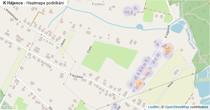 K Hájence - mapa podnikání