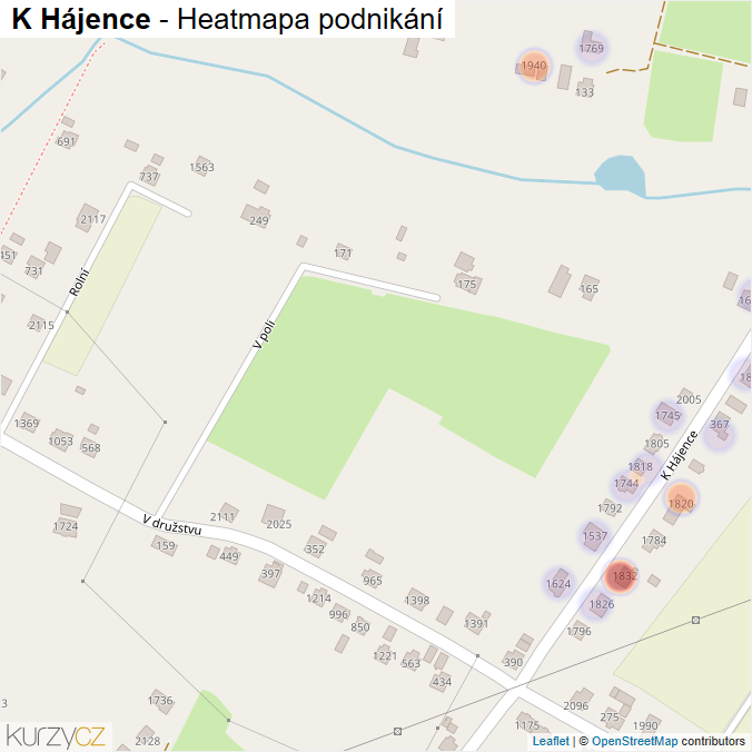 Mapa K Hájence - Firmy v ulici.