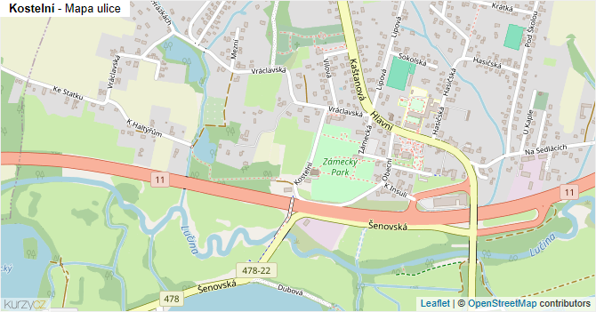 Kostelní - mapa ulice