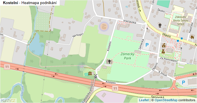 Kostelní - mapa podnikání
