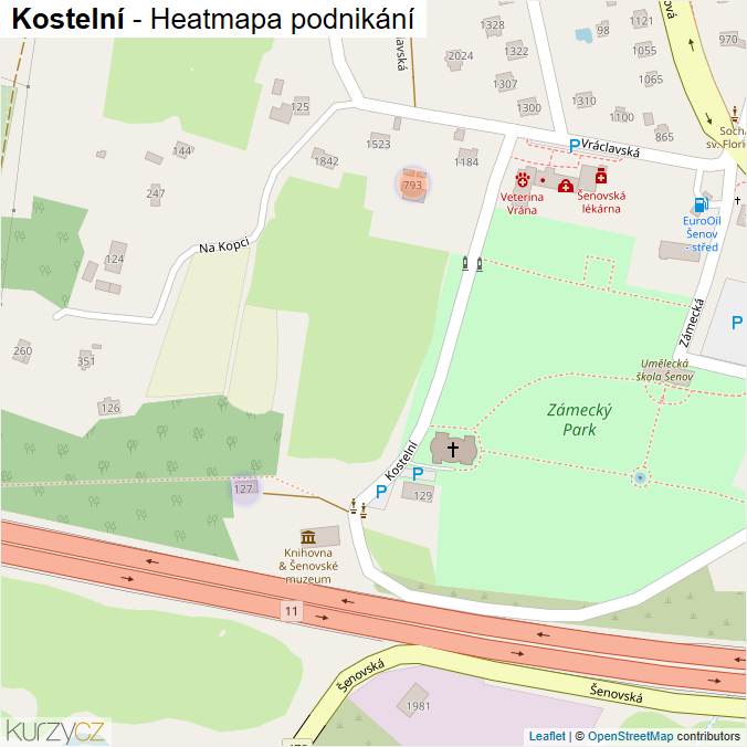 Mapa Kostelní - Firmy v ulici.