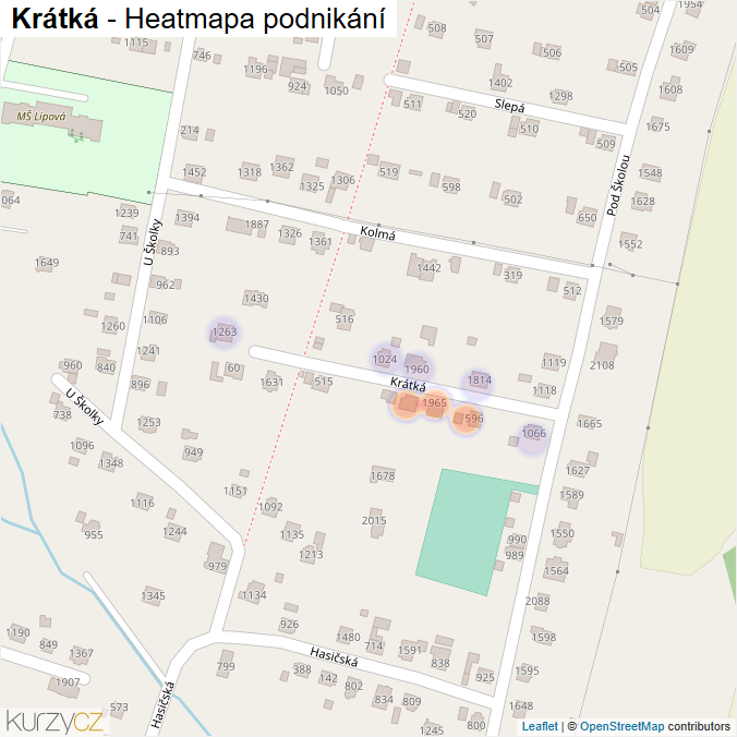 Mapa Krátká - Firmy v ulici.