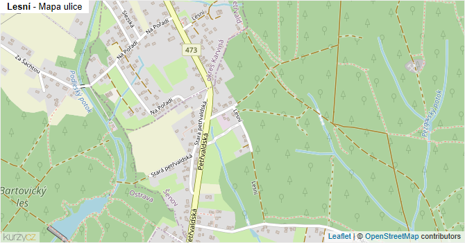 Lesní - mapa ulice