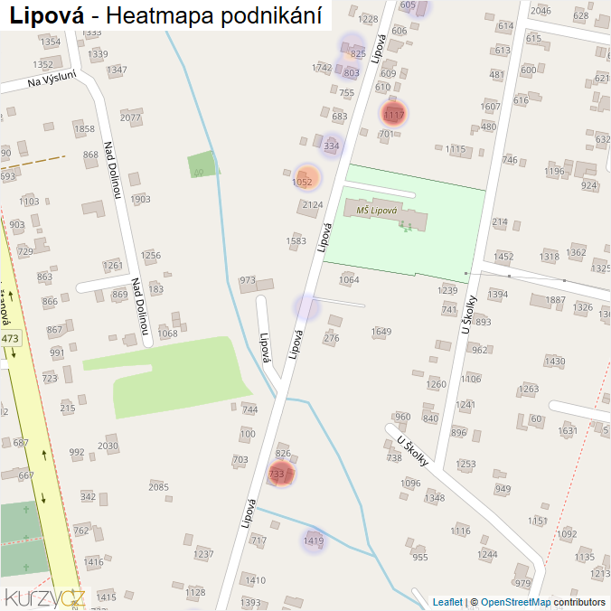 Mapa Lipová - Firmy v ulici.