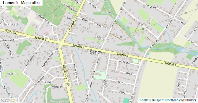 Lomená - mapa ulice