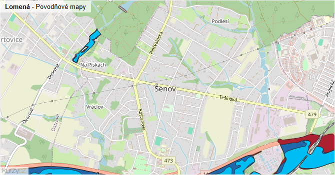 Lomená - záplavové mapy stoleté vody