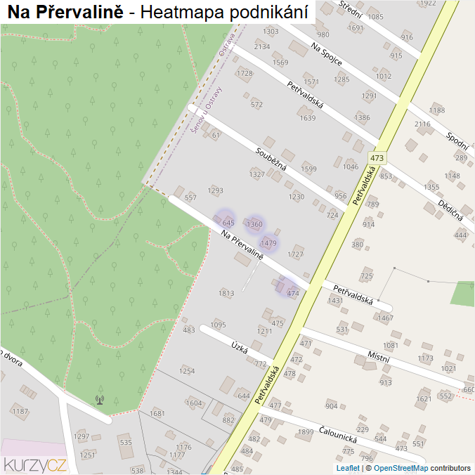 Mapa Na Přervalině - Firmy v ulici.