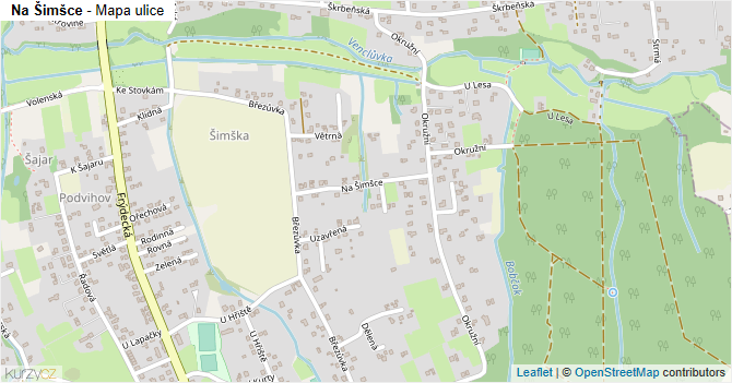 Na Šimšce - mapa ulice