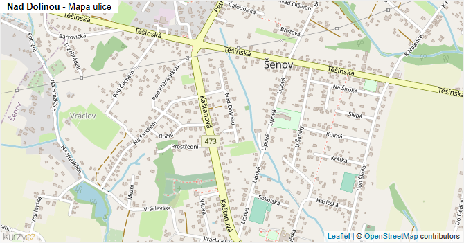 Nad Dolinou - mapa ulice
