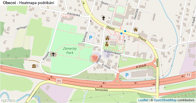 Obecní - mapa podnikání