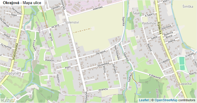 Okrajová - mapa ulice