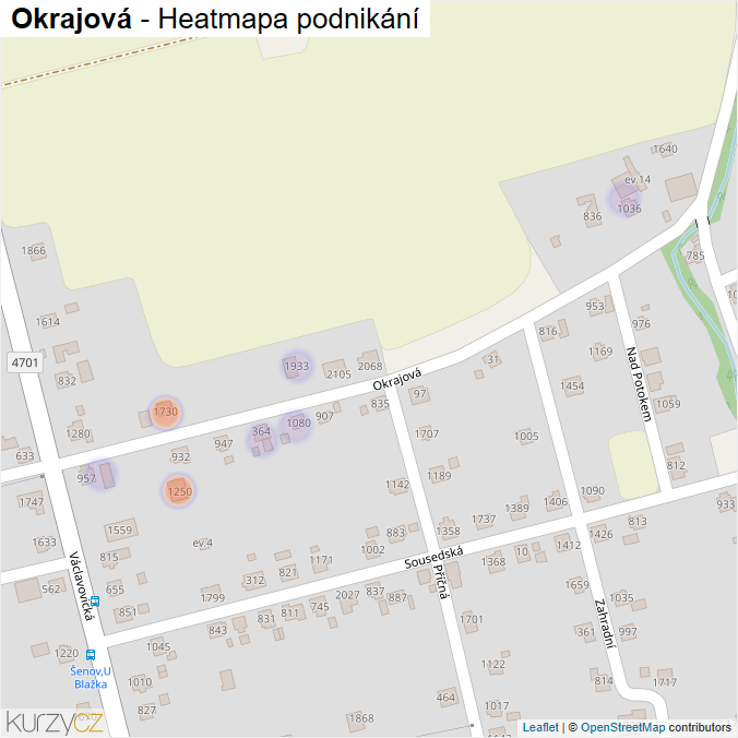 Mapa Okrajová - Firmy v ulici.