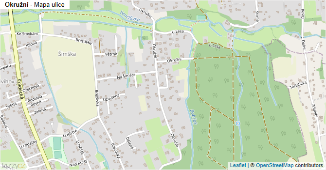 Okružní - mapa ulice