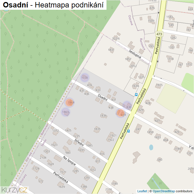 Mapa Osadní - Firmy v ulici.