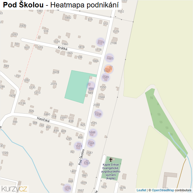 Mapa Pod Školou - Firmy v ulici.