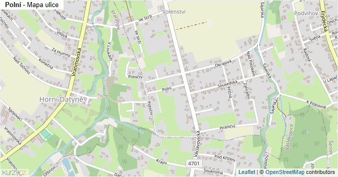 Polní - mapa ulice