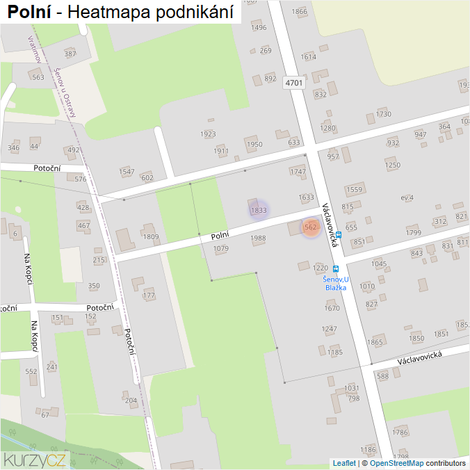 Mapa Polní - Firmy v ulici.