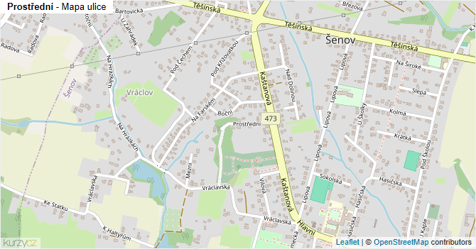 Prostřední - mapa ulice