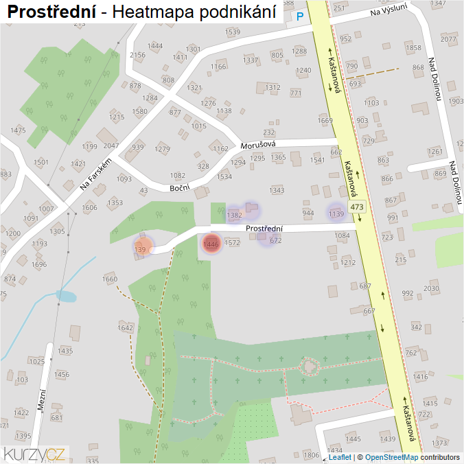 Mapa Prostřední - Firmy v ulici.