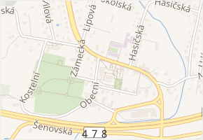 Radniční náměstí v obci Šenov - mapa ulice