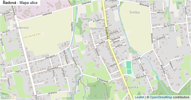Řadová - mapa ulice