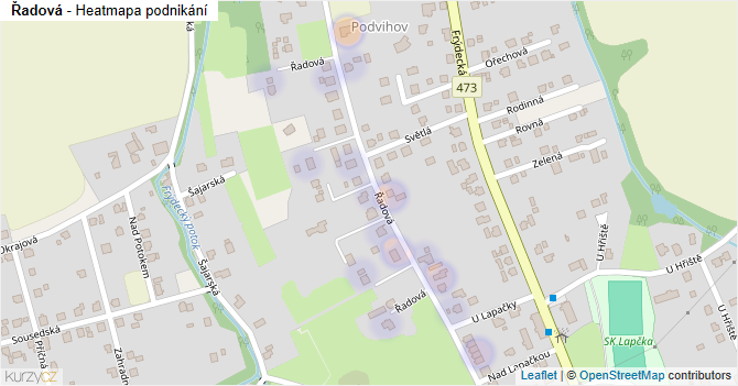 Řadová - mapa podnikání