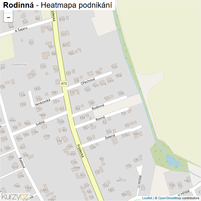 Mapa Rodinná - Firmy v ulici.