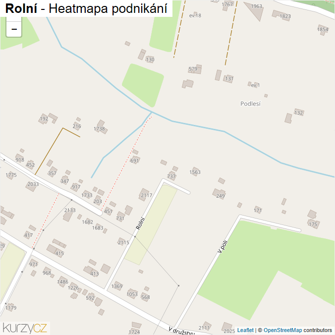Mapa Rolní - Firmy v ulici.