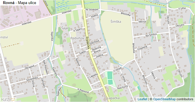 Rovná - mapa ulice