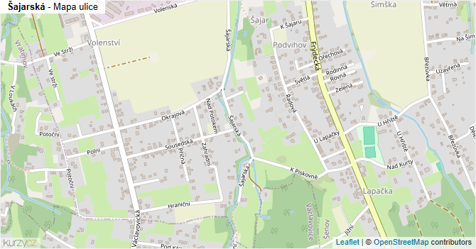 Šajarská - mapa ulice