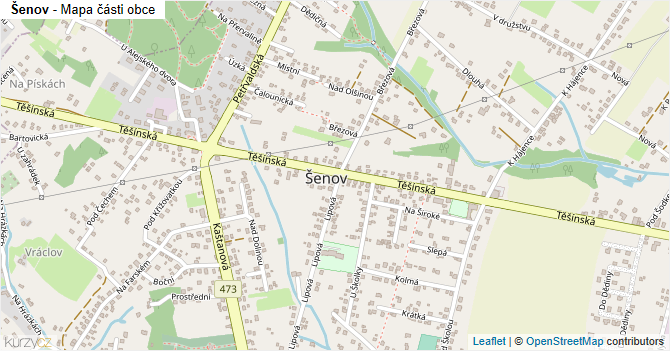 Šenov - mapa části obce
