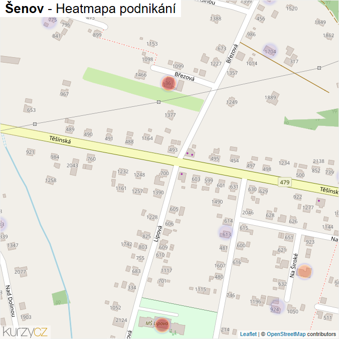 Mapa Šenov - Firmy v části obce.
