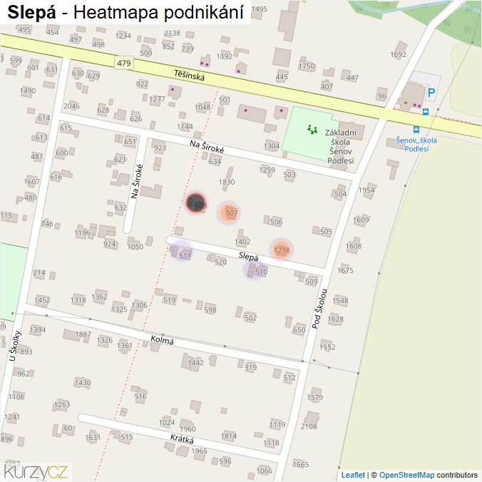 Mapa Slepá - Firmy v ulici.