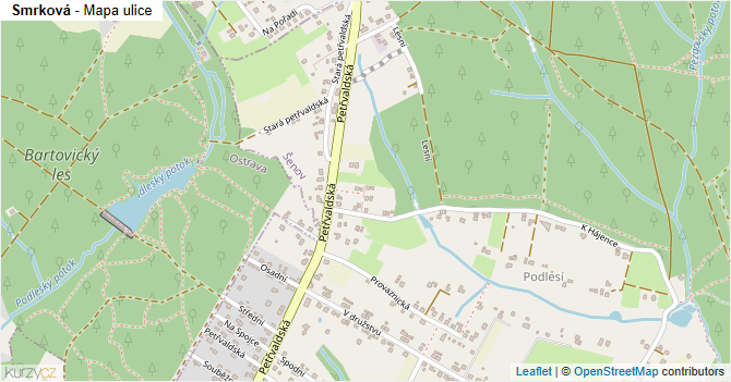 Smrková - mapa ulice
