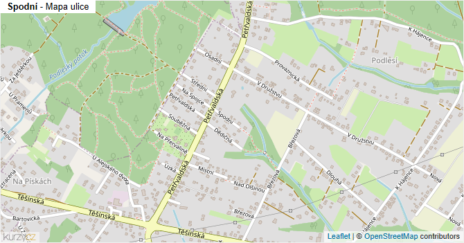 Spodní - mapa ulice