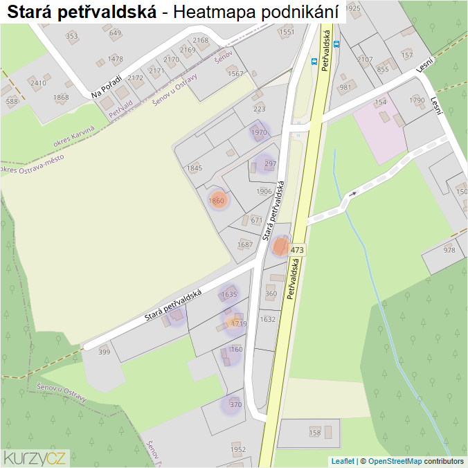 Mapa Stará petřvaldská - Firmy v ulici.