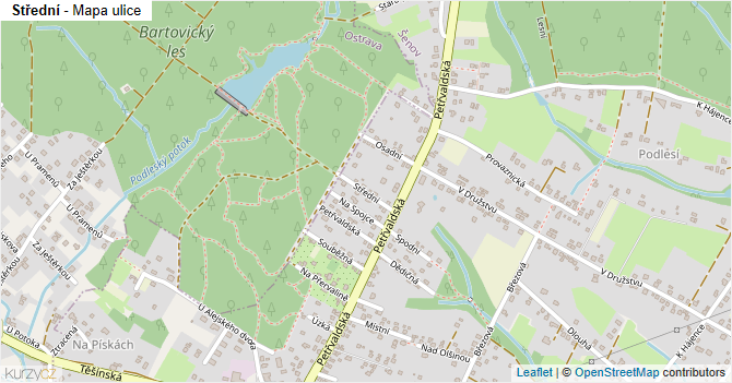 Střední - mapa ulice