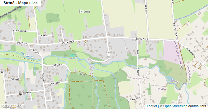 Strmá - mapa ulice