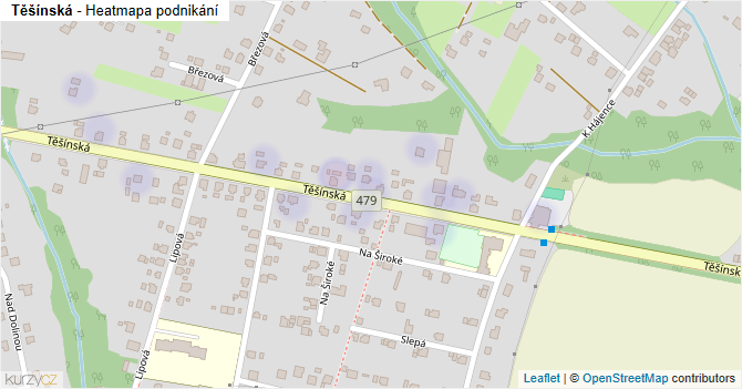 Těšínská - mapa podnikání