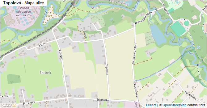 Topolová - mapa ulice