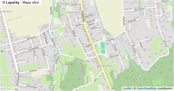U Lapačky - mapa ulice