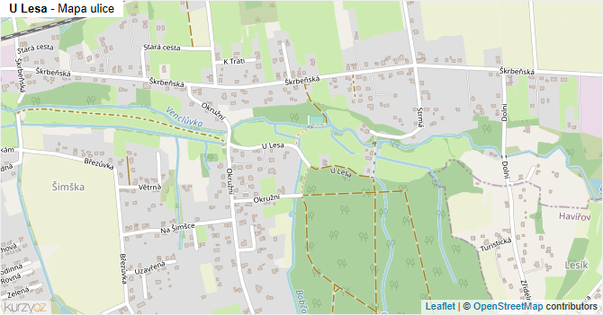 U Lesa - mapa ulice