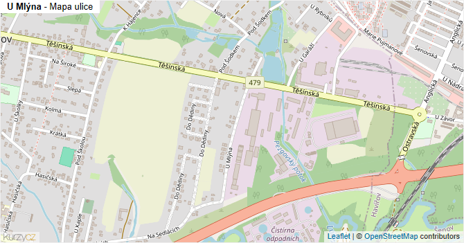 U Mlýna - mapa ulice