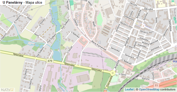 U Panelárny - mapa ulice