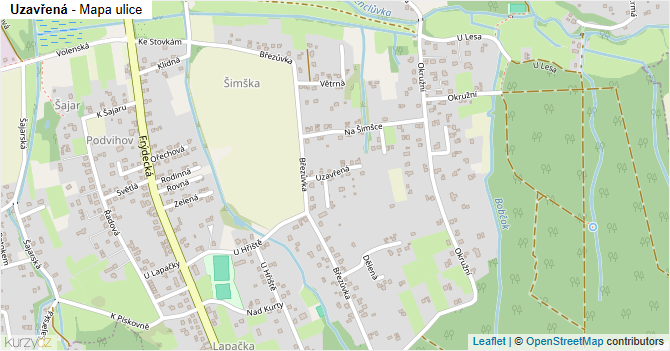 Uzavřená - mapa ulice