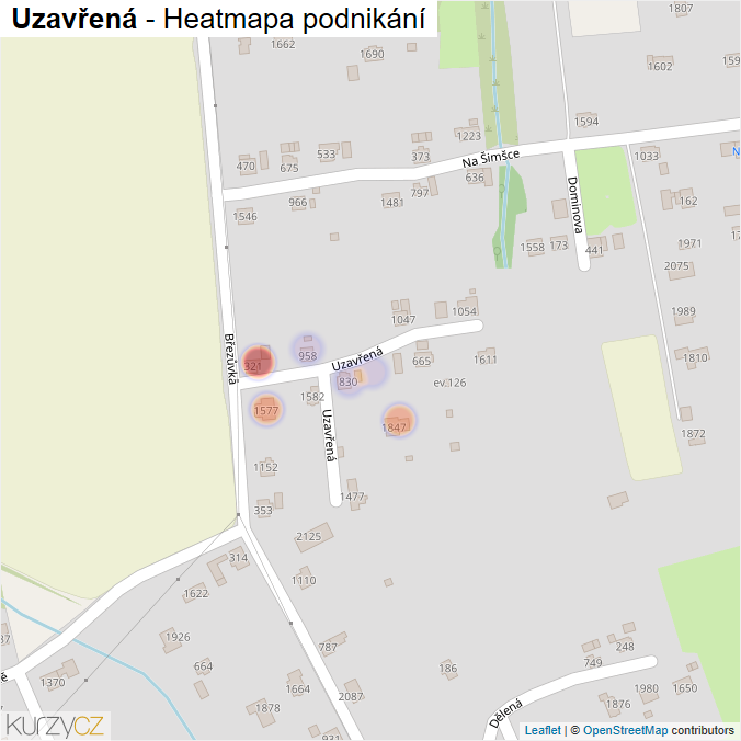 Mapa Uzavřená - Firmy v ulici.