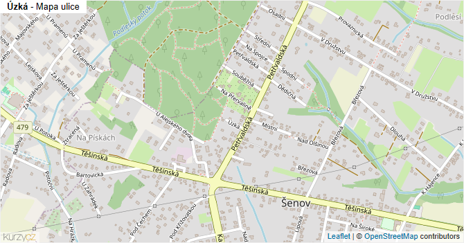 Úzká - mapa ulice