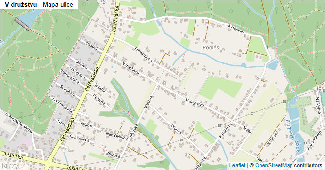 V družstvu - mapa ulice