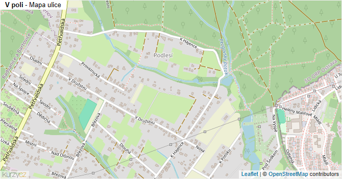 V poli - mapa ulice