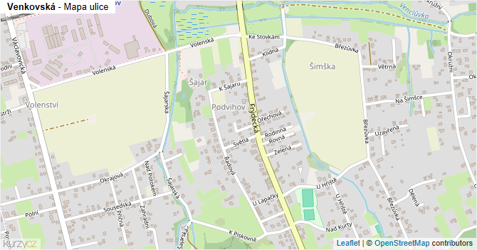 Venkovská - mapa ulice